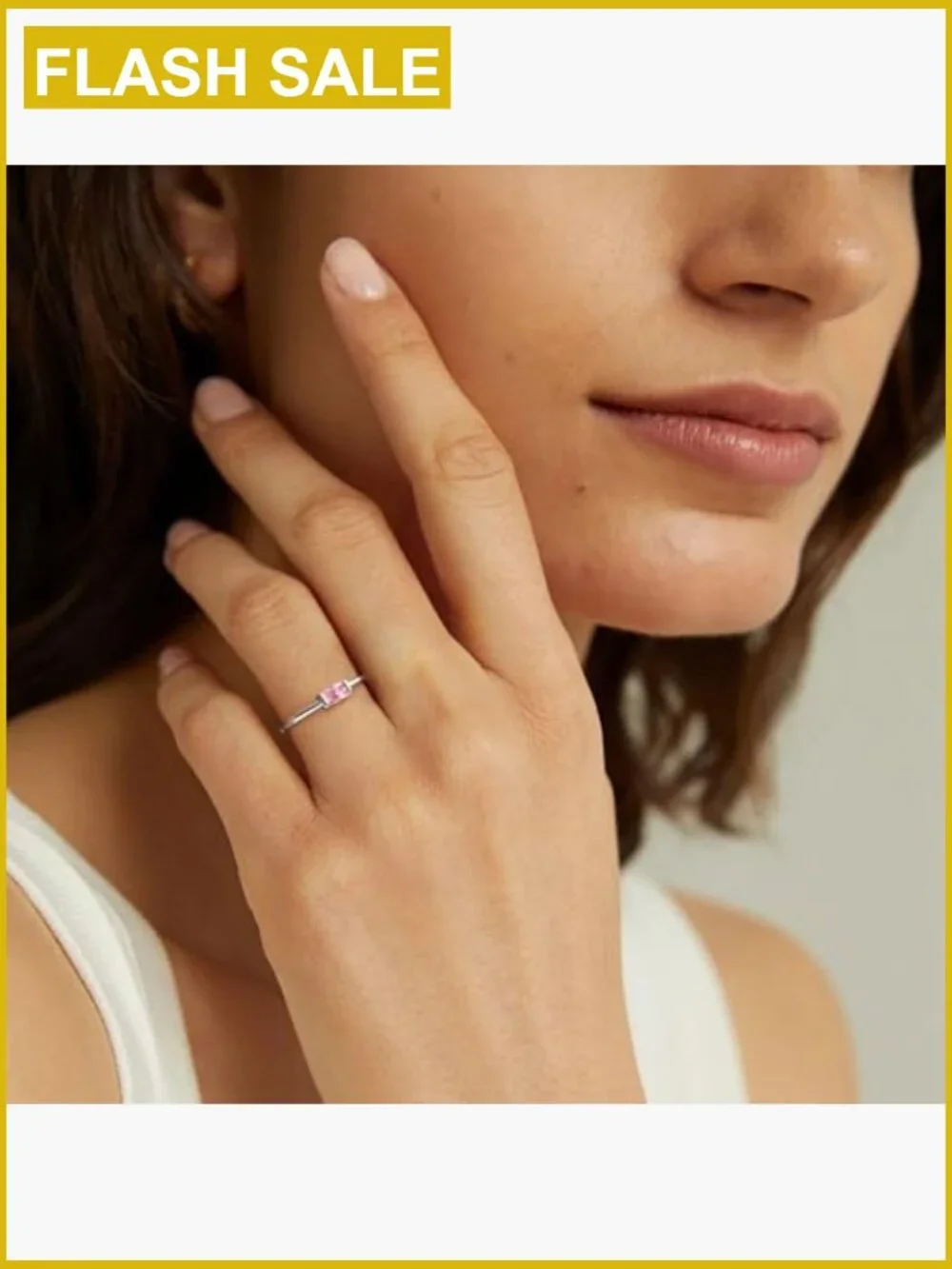 Stackable Baguette CZ Ring Gold Silver Plated Non Tarnish Birthstone Gift Size
